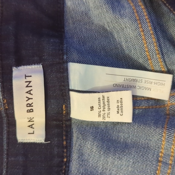 Lane Bryant Dark Wash Denim High Rise Straight Magic Waistband Size 16 - Picture 2 of 7